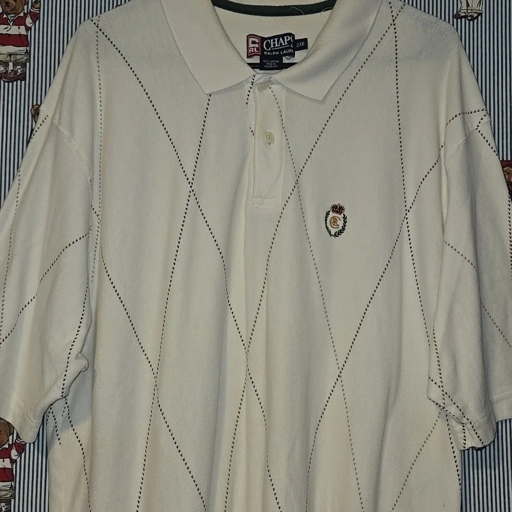 Vintage Chaps Ralph Lauren Mens Polo Crown Logo Crazy Design 2XB